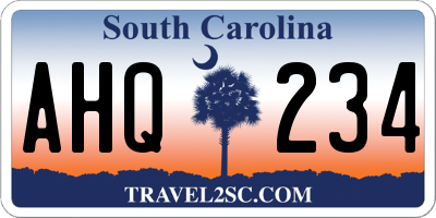 SC license plate AHQ234