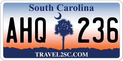 SC license plate AHQ236