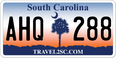SC license plate AHQ288