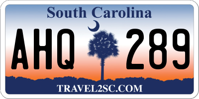 SC license plate AHQ289