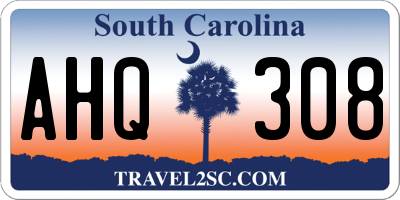 SC license plate AHQ308