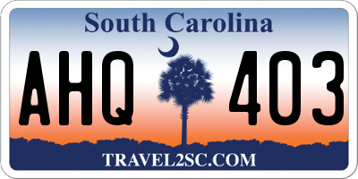 SC license plate AHQ403