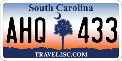 SC license plate AHQ433
