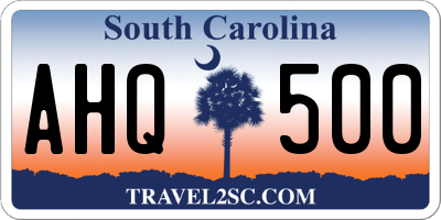 SC license plate AHQ500