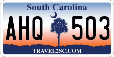 SC license plate AHQ503