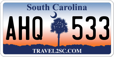 SC license plate AHQ533