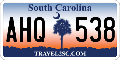 SC license plate AHQ538