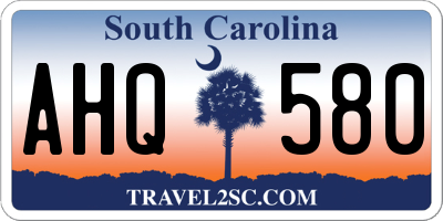 SC license plate AHQ580