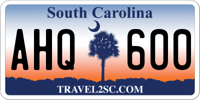 SC license plate AHQ600