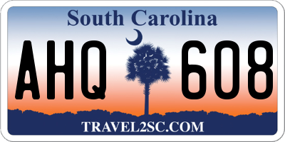 SC license plate AHQ608
