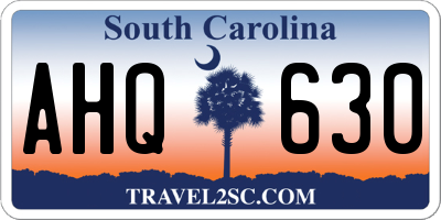 SC license plate AHQ630