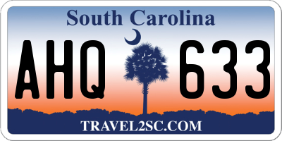 SC license plate AHQ633