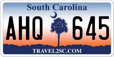 SC license plate AHQ645