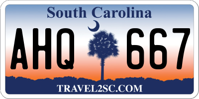 SC license plate AHQ667