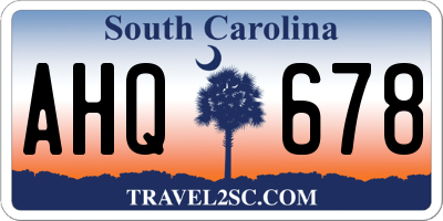 SC license plate AHQ678