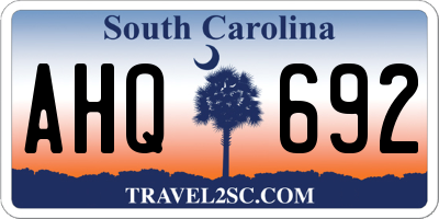 SC license plate AHQ692