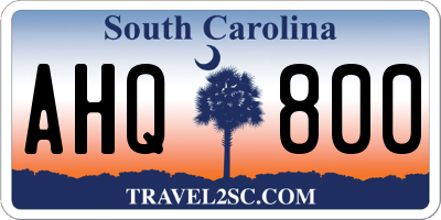 SC license plate AHQ800