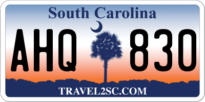 SC license plate AHQ830