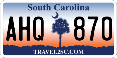 SC license plate AHQ870