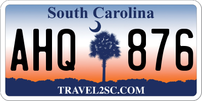 SC license plate AHQ876
