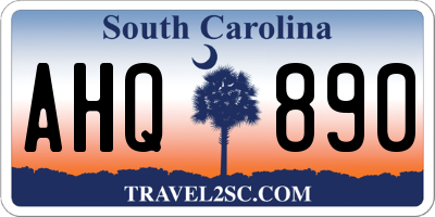 SC license plate AHQ890