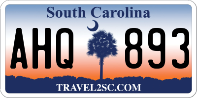 SC license plate AHQ893