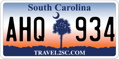 SC license plate AHQ934
