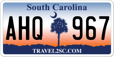 SC license plate AHQ967