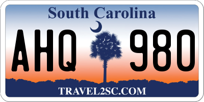 SC license plate AHQ980