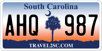 SC license plate AHQ987
