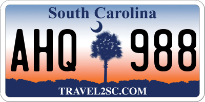 SC license plate AHQ988