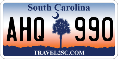SC license plate AHQ990