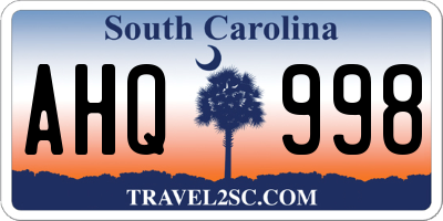 SC license plate AHQ998