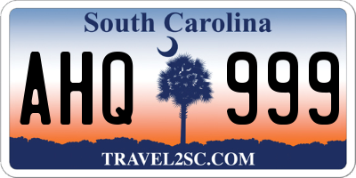SC license plate AHQ999