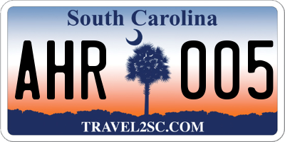 SC license plate AHR005