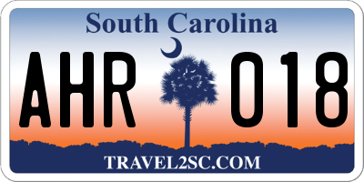 SC license plate AHR018