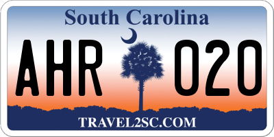 SC license plate AHR020
