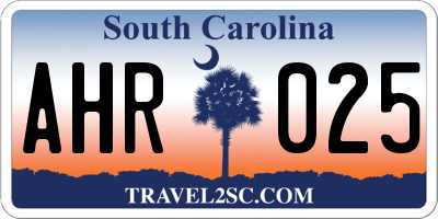 SC license plate AHR025