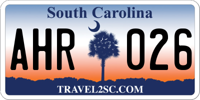 SC license plate AHR026