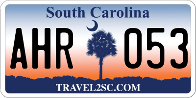 SC license plate AHR053