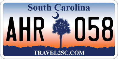 SC license plate AHR058