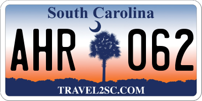 SC license plate AHR062