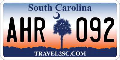 SC license plate AHR092