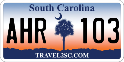 SC license plate AHR103