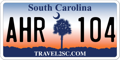 SC license plate AHR104