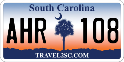 SC license plate AHR108