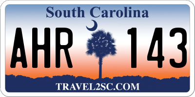 SC license plate AHR143