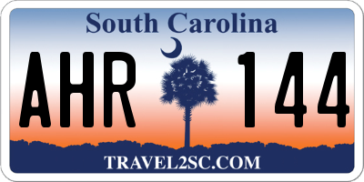 SC license plate AHR144