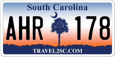 SC license plate AHR178