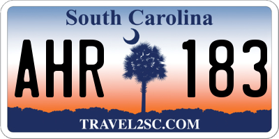SC license plate AHR183